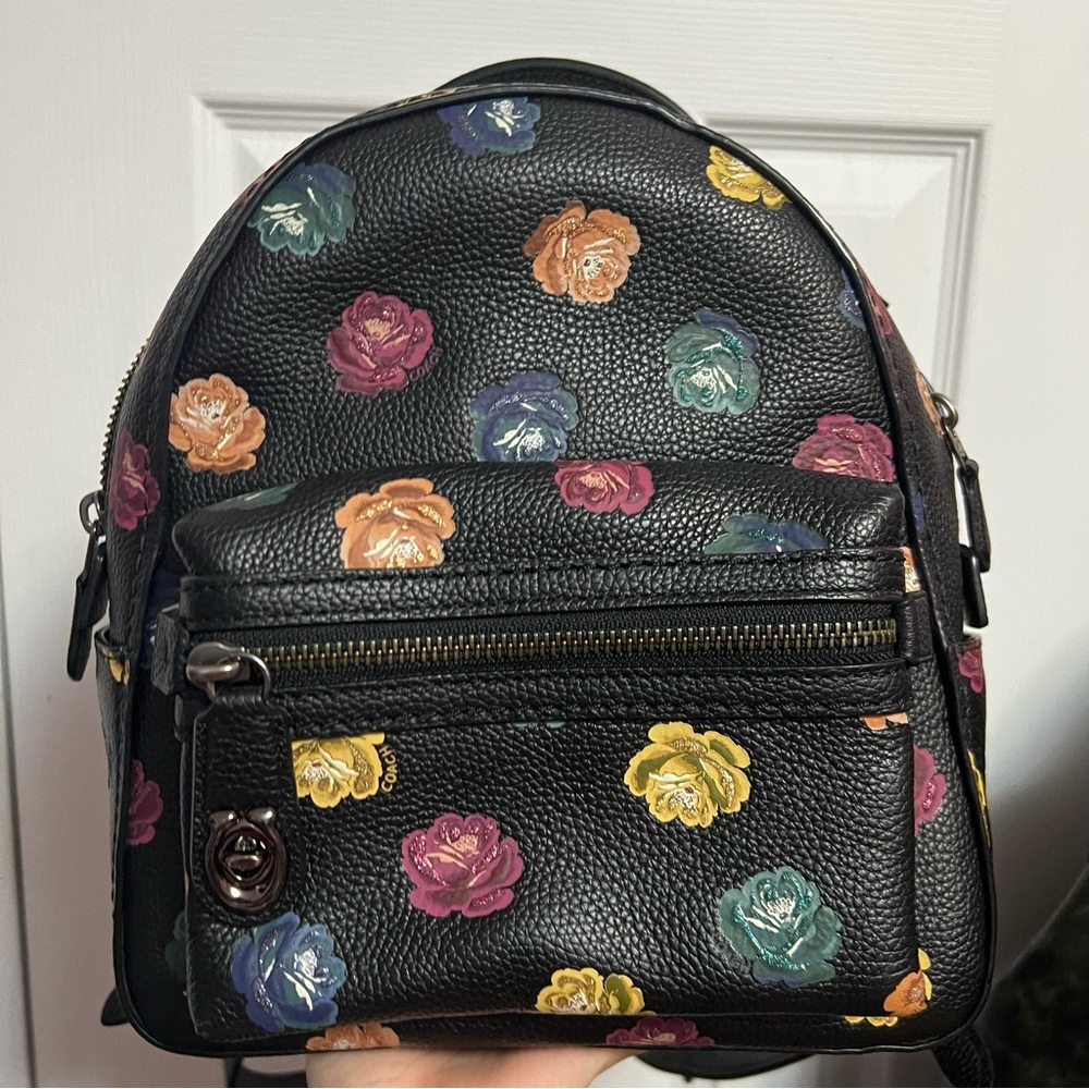Coach Campus 23 Backpack With Rainbow Rose Print